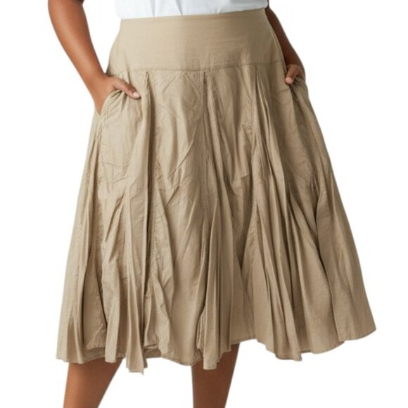 Grace Elements Women’s Flared‎ Cotton Skirt – Size 14 (Beige) - Picture 1 of 7